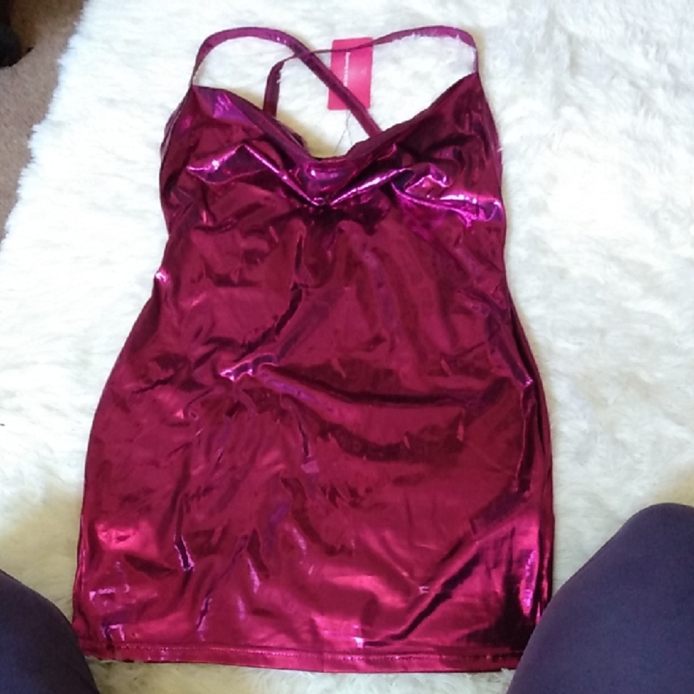 SHEIN Metallic Fuchsia Strappy Dress